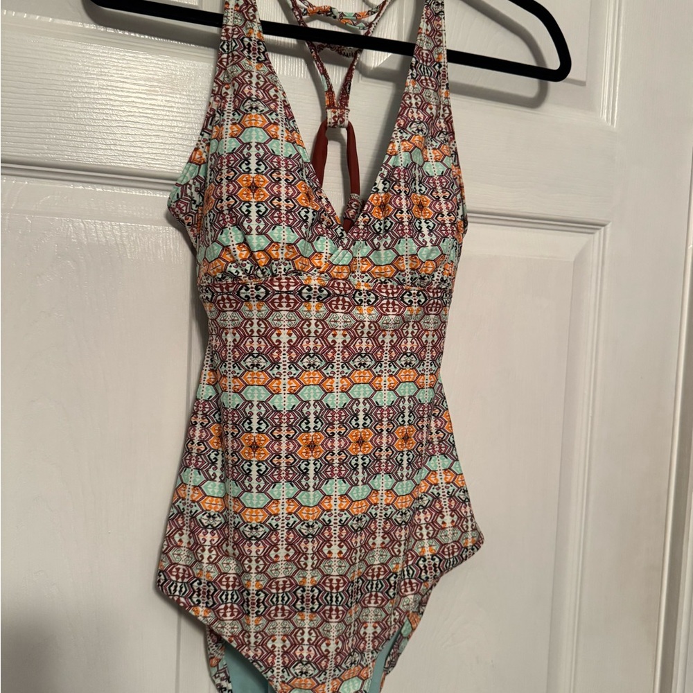 Prana Colorful Patterned Halter Swimsuit